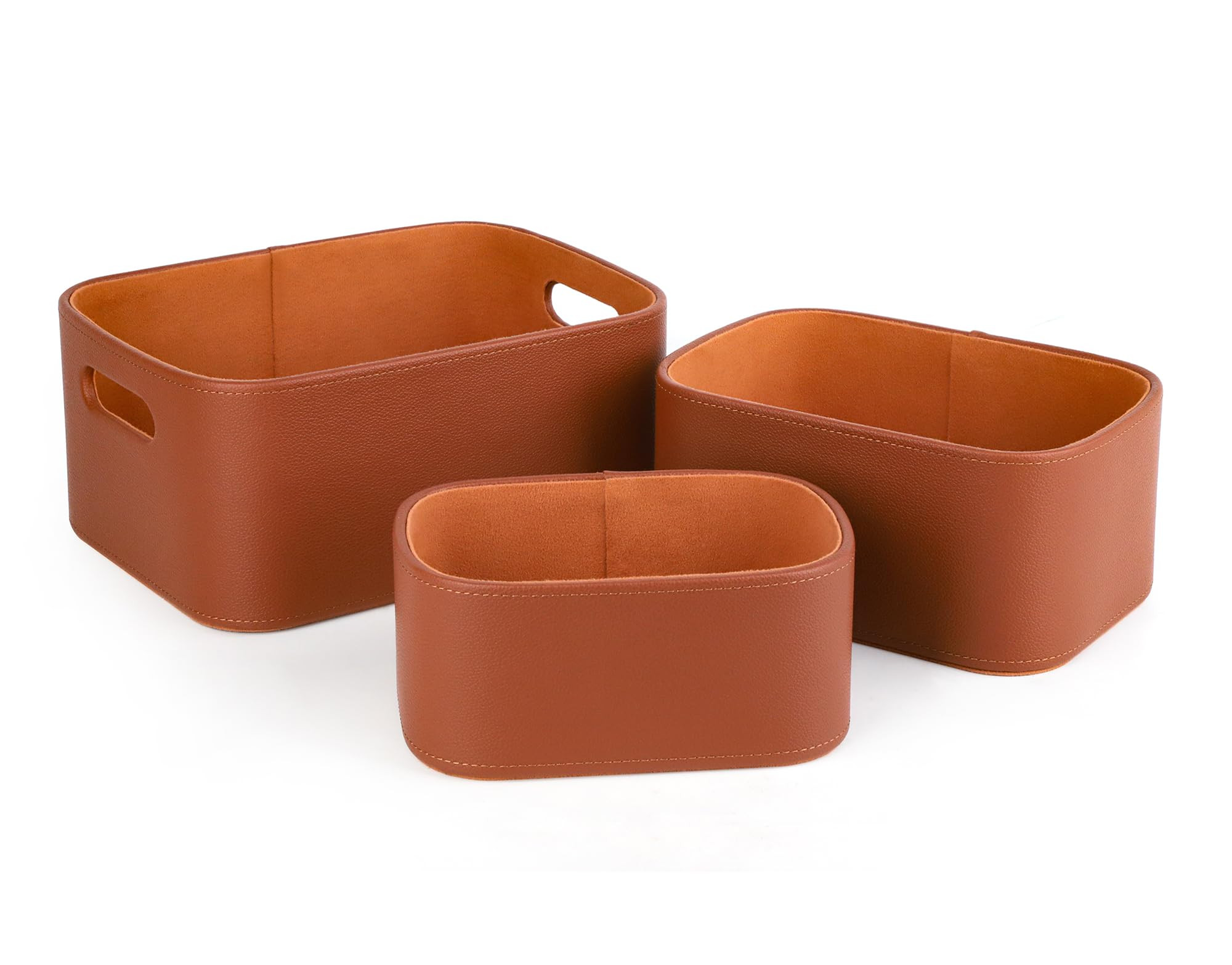HofferRuffer Faux Leather Storage Baskets Bins with Velvet Lining for Organizing, Storage, Gifts,... | Amazon (US)