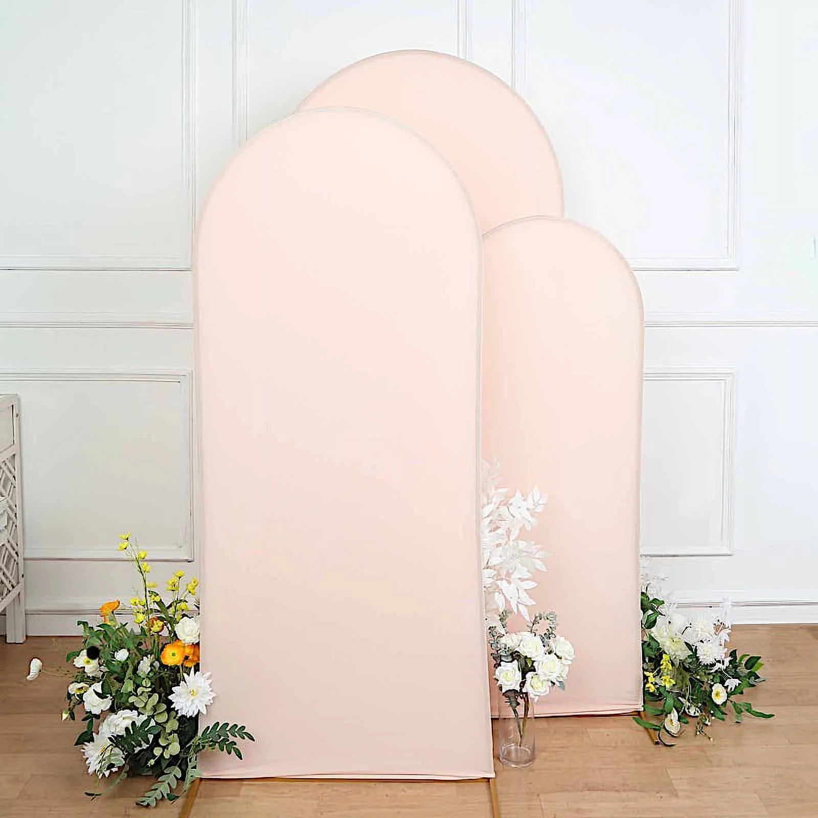 BalsaCircle 3 Fitted Blush Matte Spandex Round Top Wedding Arch Backdrop Stand Covers Set Party | Walmart (US)