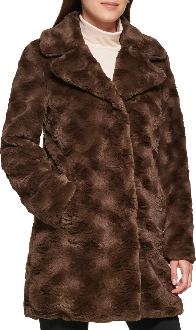 Notch Collar Faux Fur Coat | Nordstrom Rack