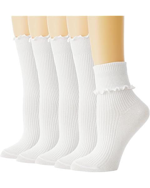 BomKinta Ruffle Socks Women - Turn-Cuff Frilly Sock - Lightweight Cotton Socks | Amazon (US)