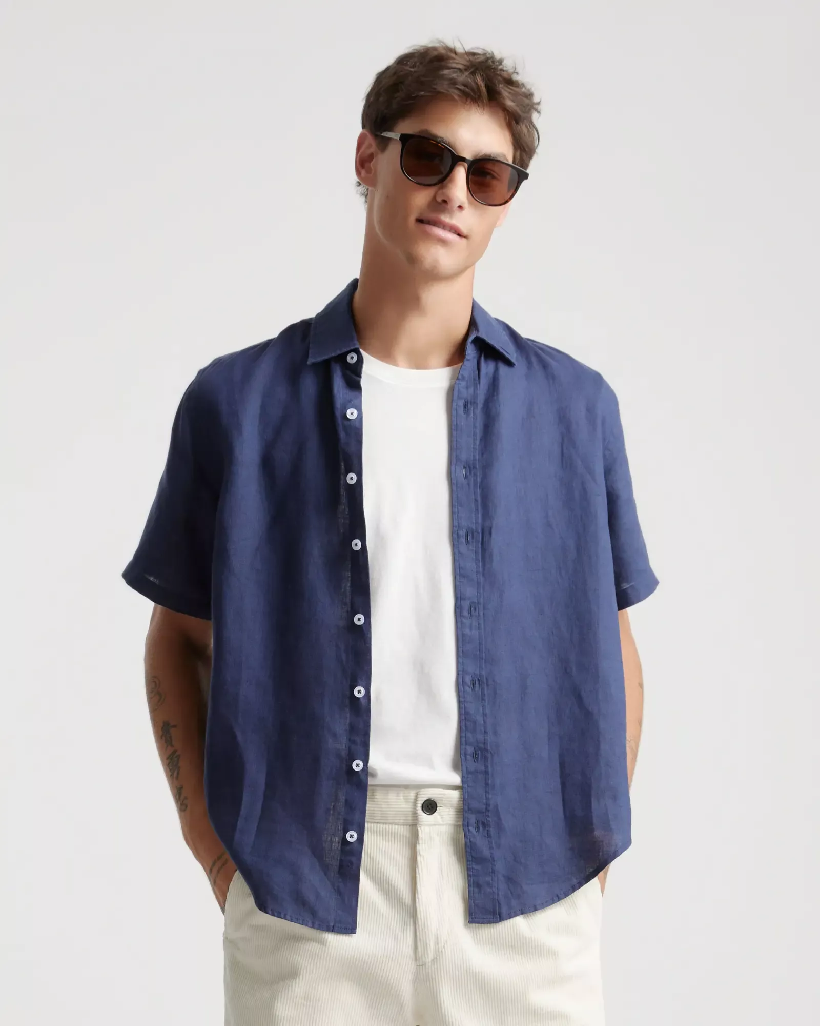 Men's 100% European Linen Short Sleeve Shirt
