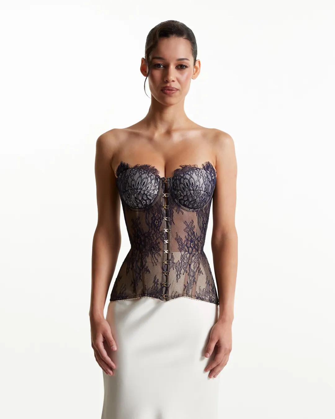 Lace Corset Top, Sheer Mesh Bustier, Elegant Ajour Corset for Evening Outfits - Etsy | Etsy (US)