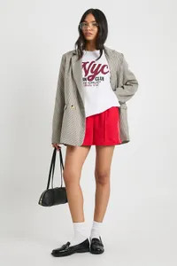 Tonal Mini Check Double Breasted Blazer | boohoo (US & Canada)