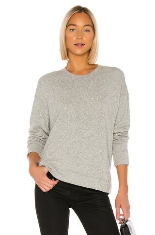 James Perse Relaxed Crop Pullover Sweatshirt in Heather Grey from Revolve.com | Revolve Clothing (Global)