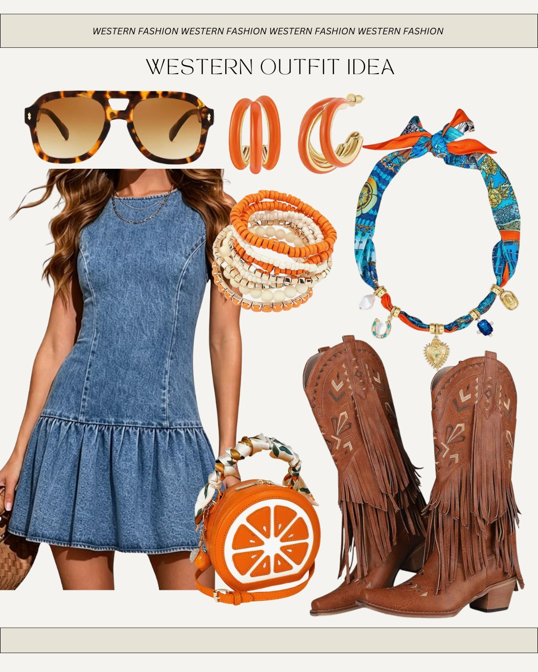 Summer western concert or festival outfit idea - how to style a denim dress with fringe cowgirl boots

#LTKootd #LTKgrwm