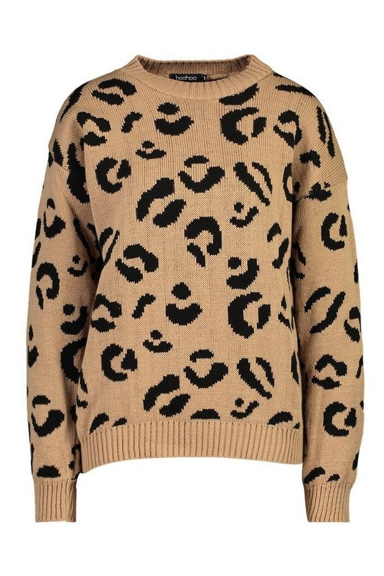 Leopard Knitted Sweater | Boohoo.com (US & CA)