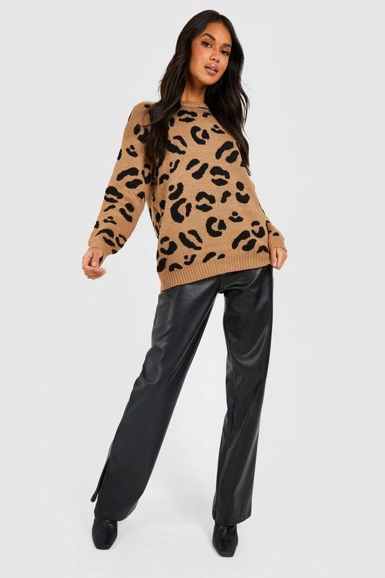 Leopard Knitted Sweater | Boohoo.com (US & CA)