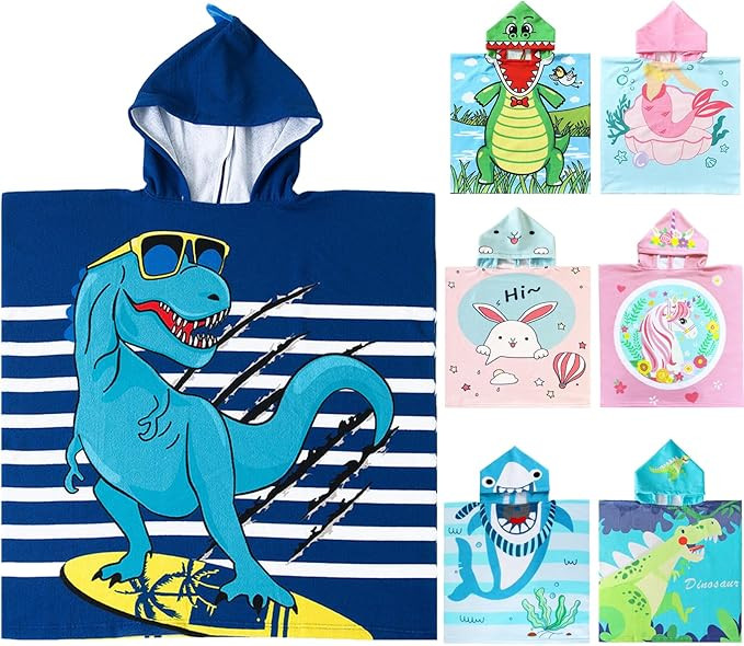 NovForth Kids Beach Towel for Boys Girls, Hooded Bath Towel Wrap, Toddler Pool Towel with Hood | Amazon (US)