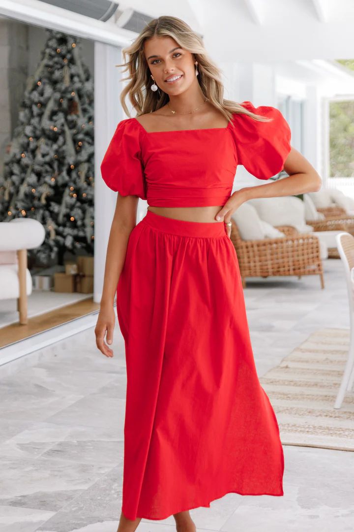 Heidi High Waisted Maxi Skirt - Red | Petal & Pup (US)