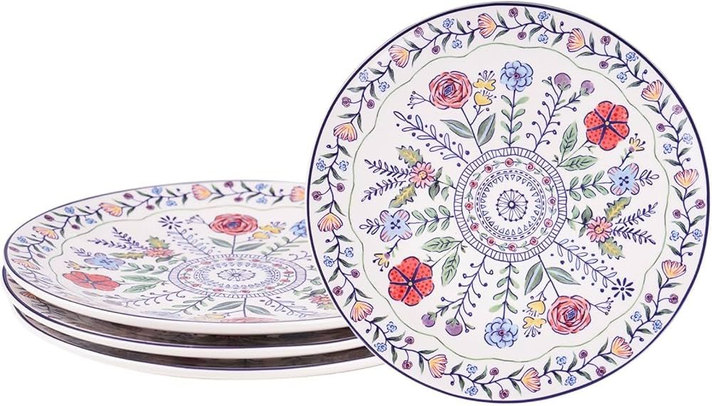 Sonemone Dinner Plates Set of 4, 11 inch Ceramic Dish Set, Large Serving Dishes, Lover You Flower... | Amazon (US)