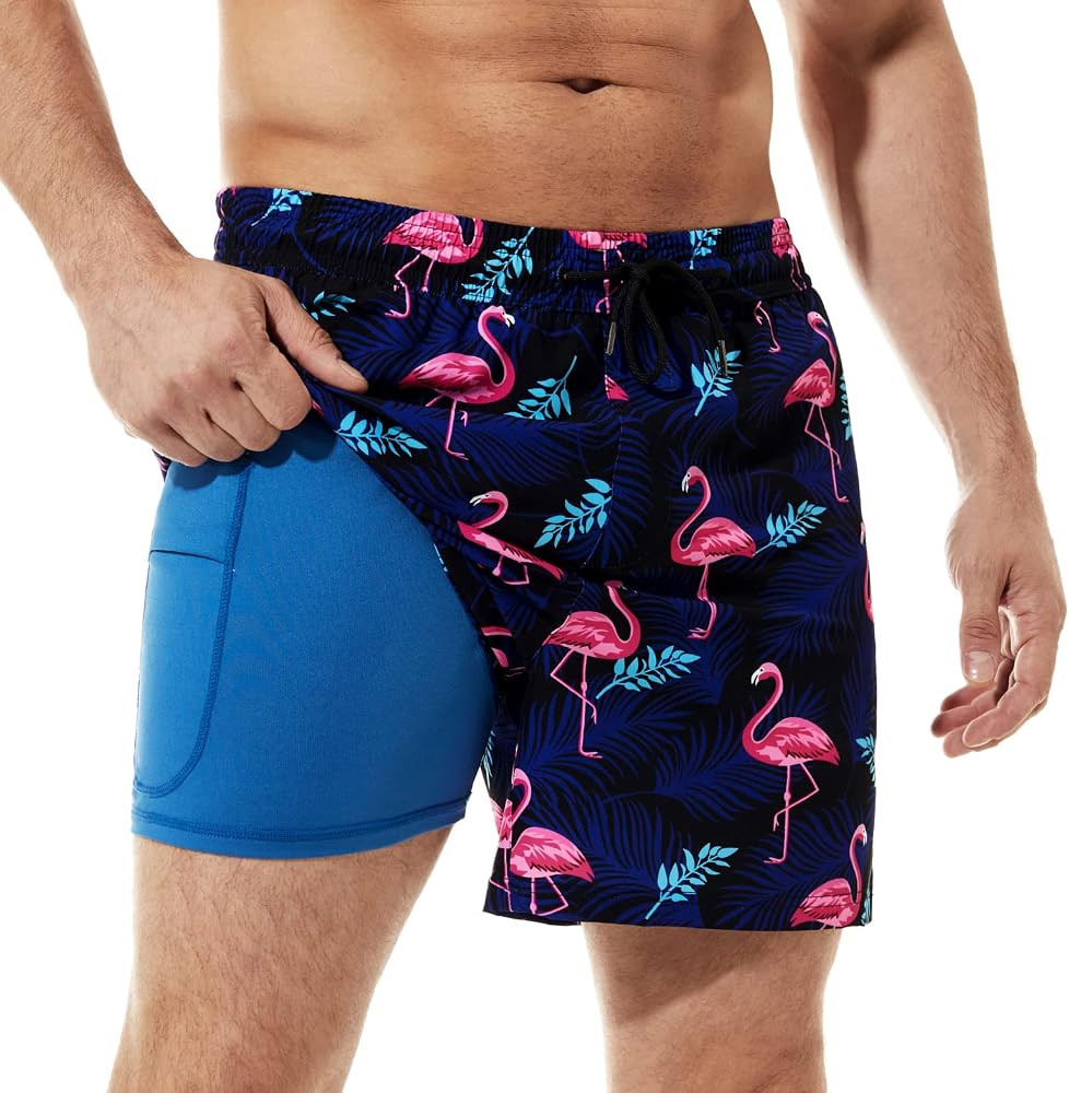 BRISIRA Mens Swim Trunks Swim Shorts for Men Quick Dry 5 inch Inseam Beach Shorts with Compressio... | Amazon (CA)