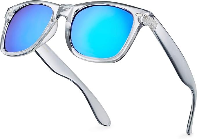 Retro Rewind Translucent Frame Colorful Neon 80s Mirrored Sunglasses for Men Women | Amazon (US)