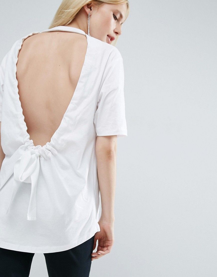 ASOS WHITE T-Shirt With Bow Back - White | ASOS US