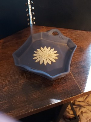 Blue wedgwood jasperware square dish small side handles white flower center | eBay US