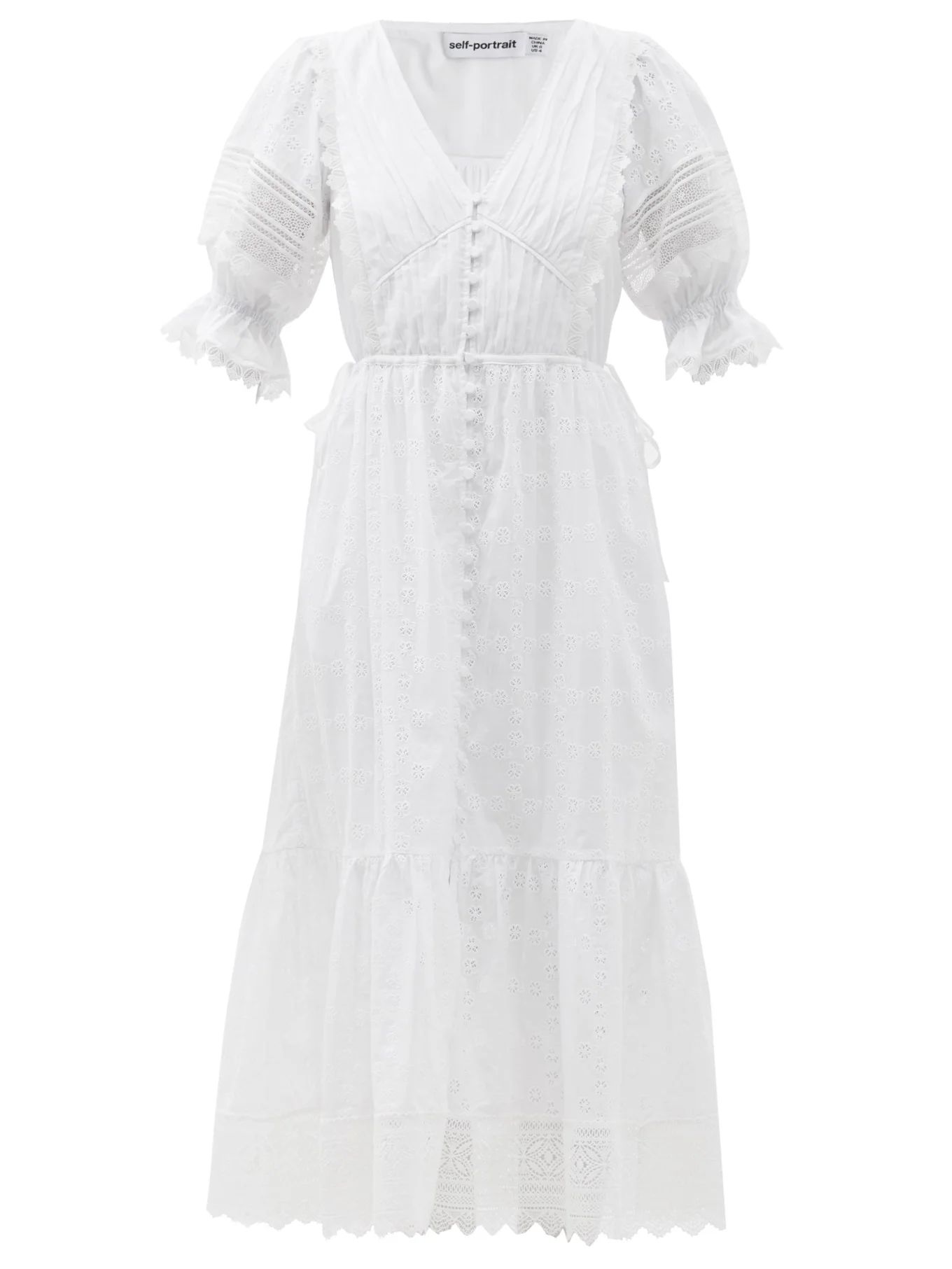 Puff-sleeve broderie-anglaise cotton-poplin dress | Matches (US)