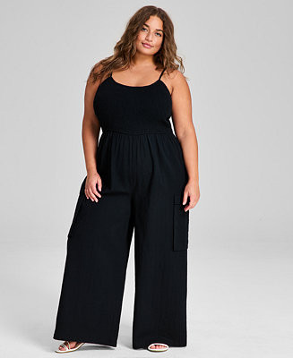 And Now This Trendy Plus Size Smocked Jumpsuit, Created for Macy's - Macy's | Macy's