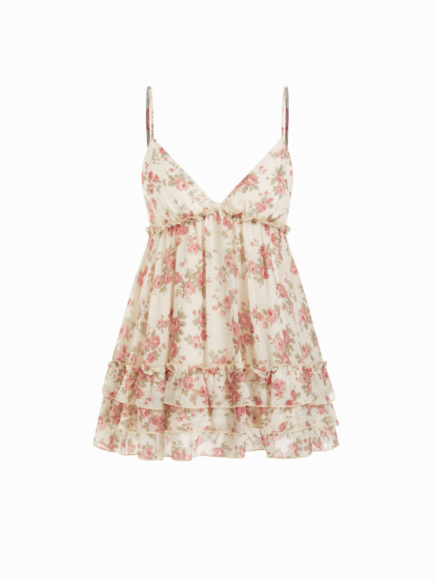 Chiffon Chiffon Floral V-Neck Ruffled Cami Blouse For Daily Casual Date | Cider