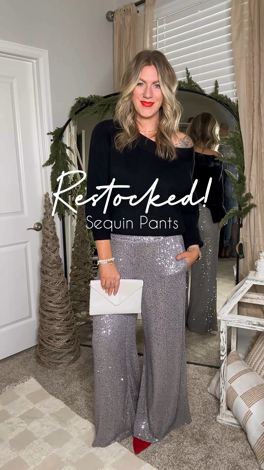 Restocked! Sequin pants, also come in red and on sale BOGO! Wearing a medium #LTKWatchNow

#LTKParties #LTKMidsize #LTKHoliday