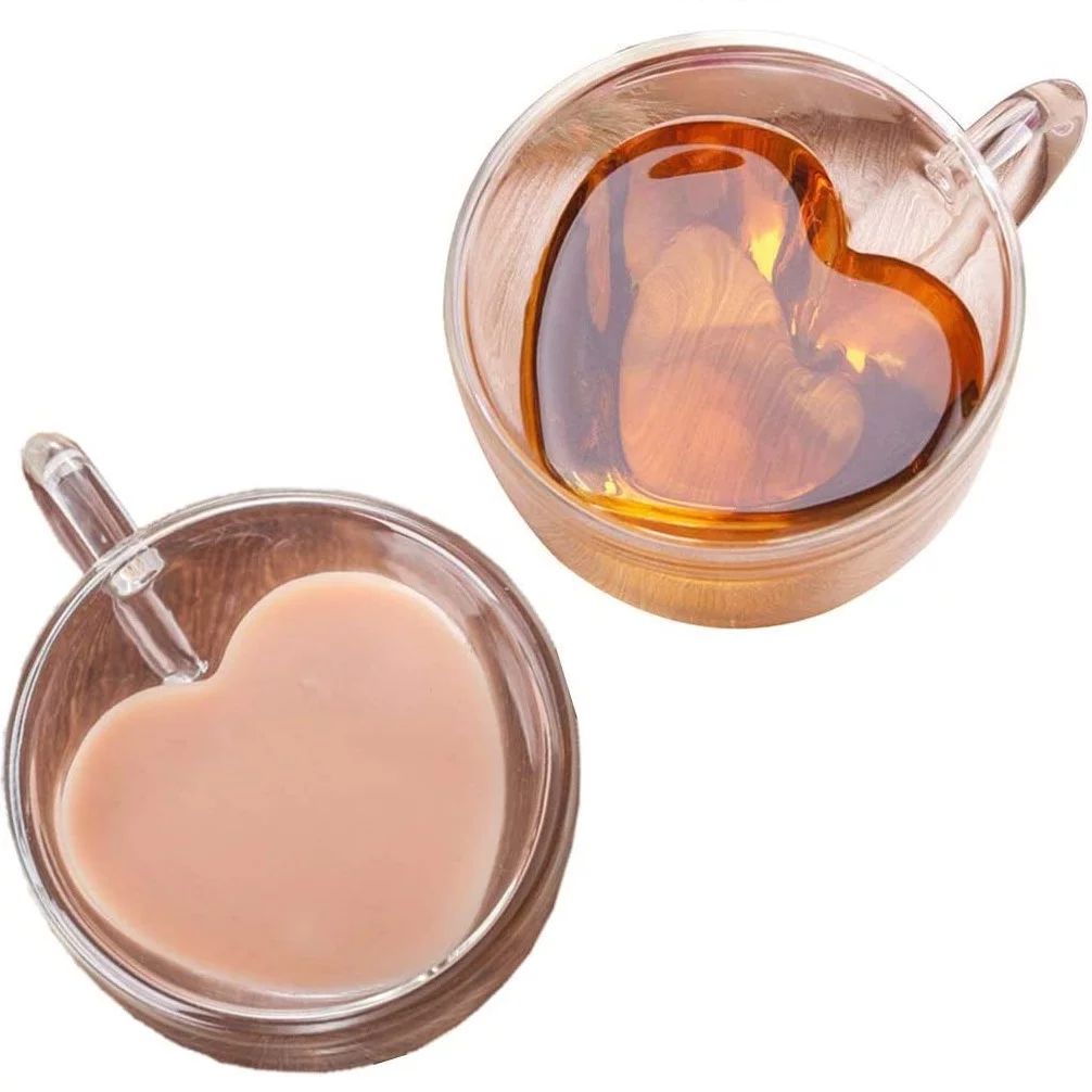 i Kito Clear Heart Glass Mug with Handles, Borosilicate Glass Mugs Heart Shape 2pack 180ml | Walmart (US)