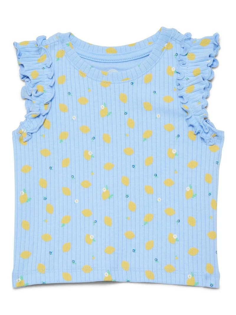 Wonder Nation Baby Girls Tee with Flutter Sleeves, Sizes 0-24 Months | Walmart (US)