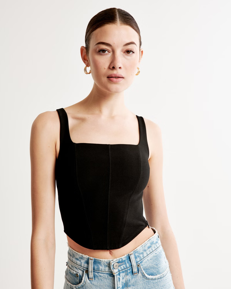 Crepe Scoopneck Corset Top | Abercrombie & Fitch (US)