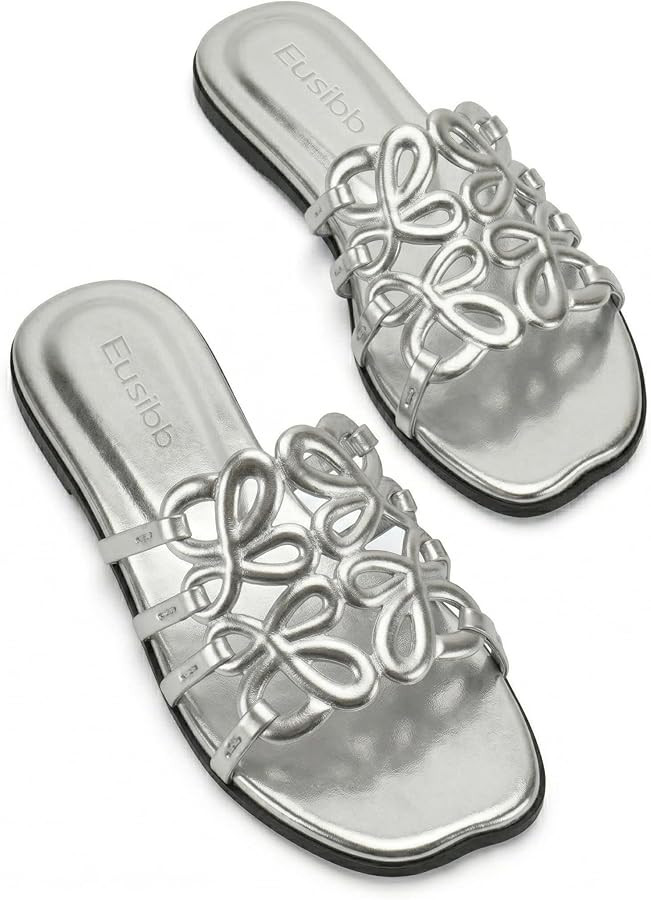 Flat Sandals for Women 2026 Luxury Open Toe Dressy Slip On Sandals Comfortable Slides for Summer | Amazon (US)