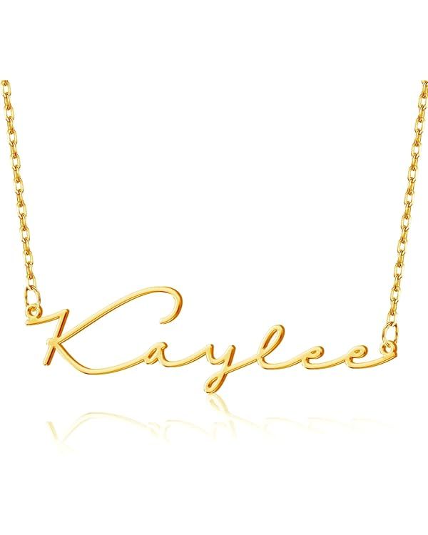 Yofair Custom Name Necklace Personalized 18K Gold Plated Nameplate Pendant Gift for Women | Amazon (US)