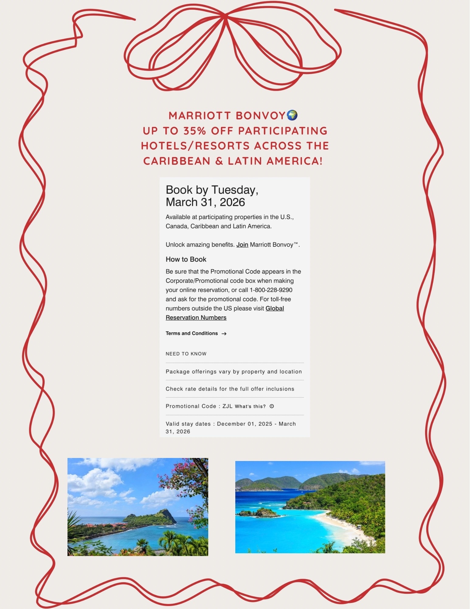 MARRIOTT BONVOY - WHO is ready for a vacation?! 🙋🏼‍♀️🌍🍹

Up to 35% off participating hotels/resorts across the Caribbean & Latin America! 

#LTK12Days #12DaysOfLTK #MarriotBonvoy

#LTKGiftGuide #LTKTravel #LTKHoliday