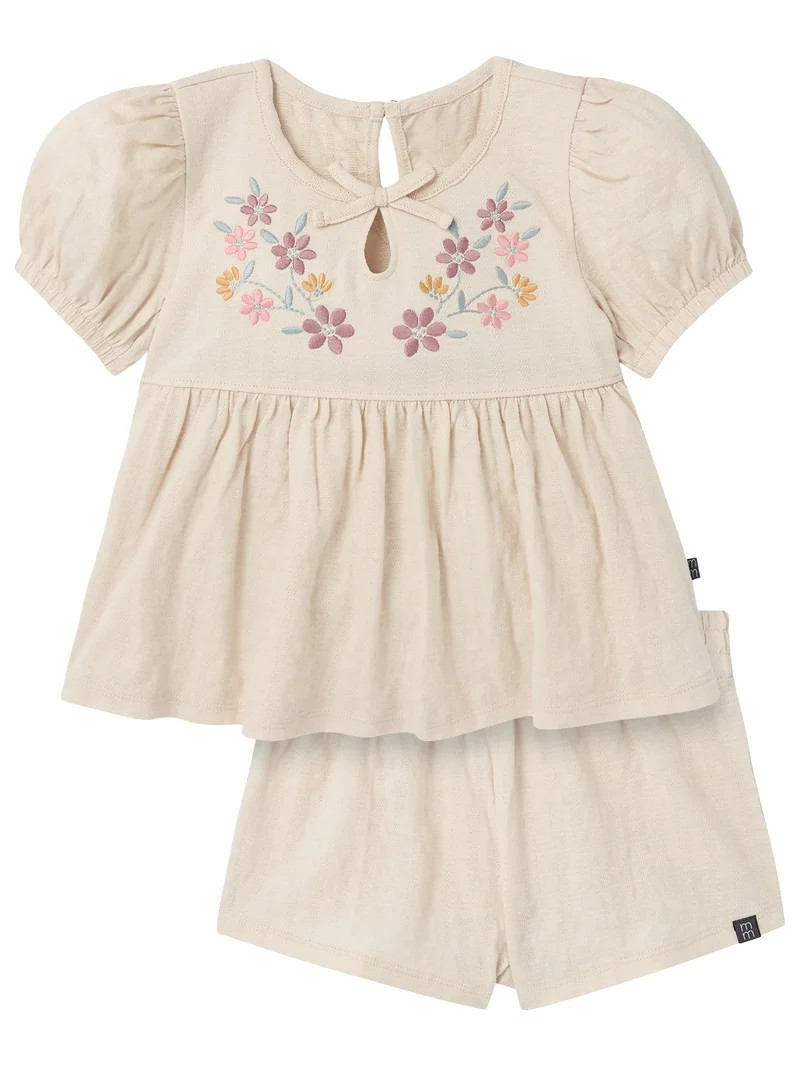 Modern Moments by Gerber Toddler Girl Puff Sleeve Outfit Set, 2-Piece, Sizes 12 Months - 5T | Walmart (US)