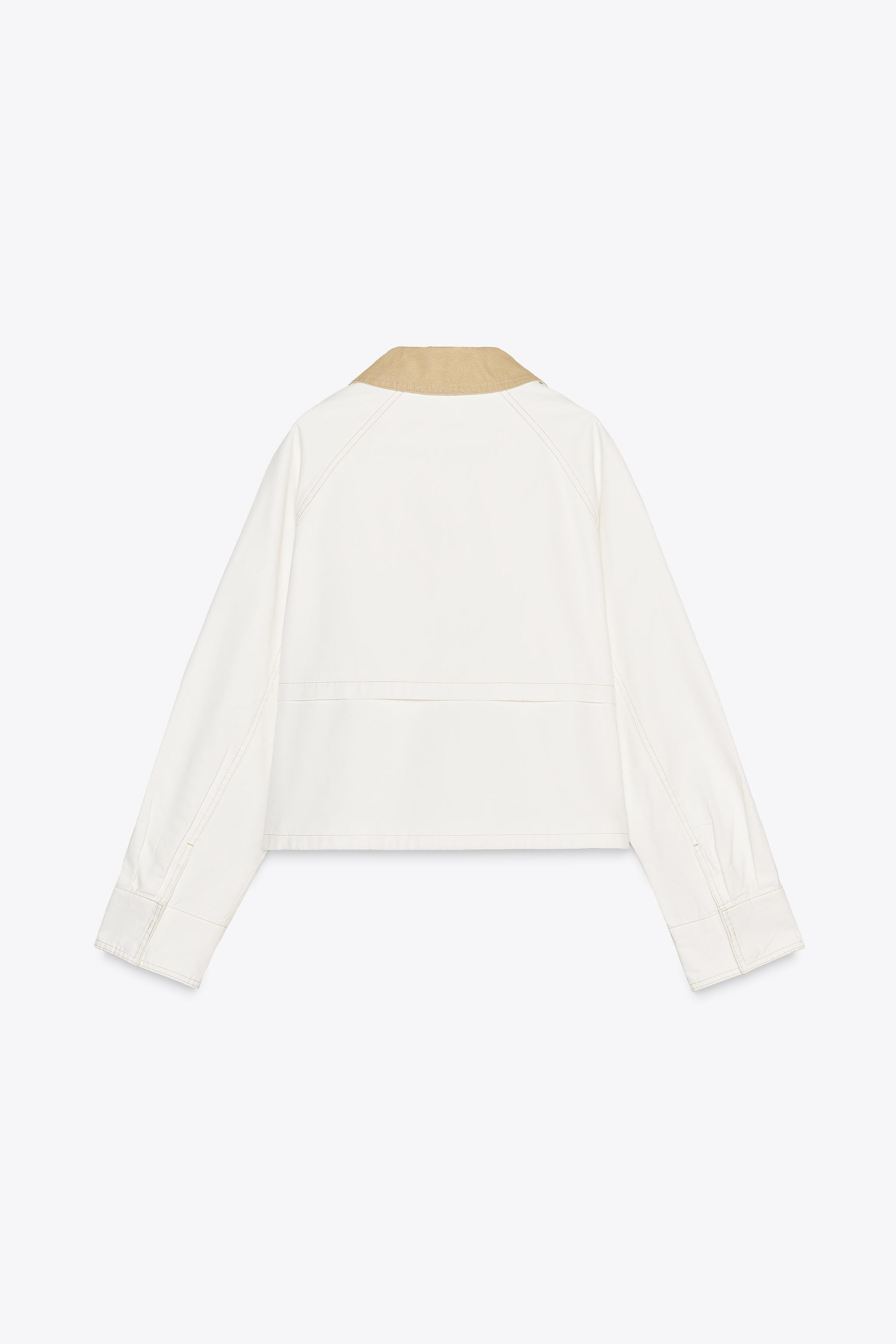 CONTRAST COLLAR WAXED JACKET | Zara US