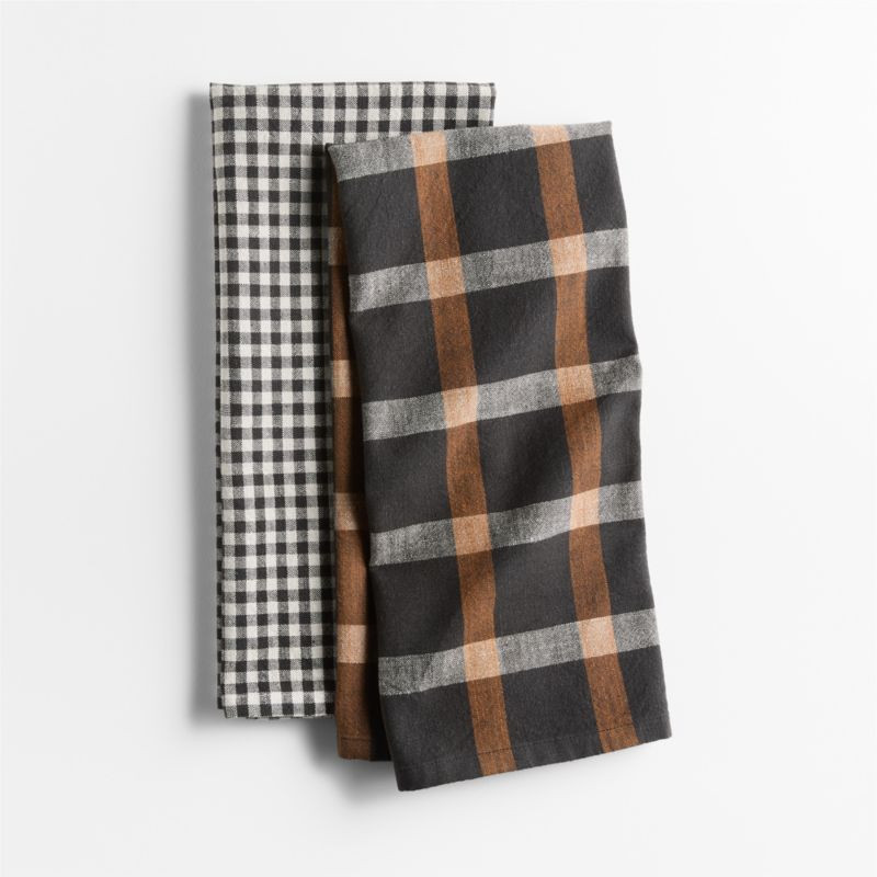 Fall Gingham and Plaid Organic Cotton Dish Towels, Set of 2 + Reviews | Crate & Barrel | Crate & Barrel