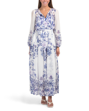 Long Sleeve Voile Maxi Dress | TJ Maxx