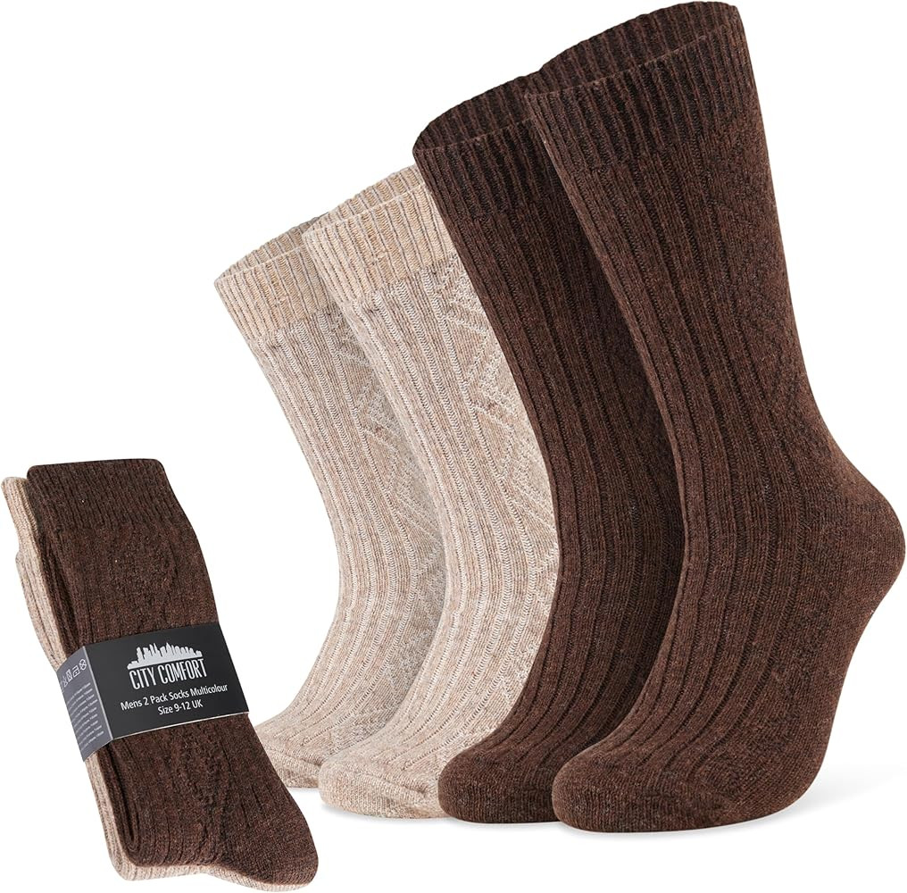 CityComfort Mens Socks Pack of 5 or 2 Soft Warm Ankle Socks for Men Teenagers Size 6-12 Wool Sock... | Amazon (UK)