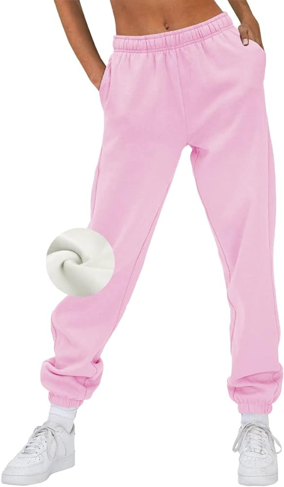 AUTOMET Women’s Casual Baggy Fleece Sweatpants High Waisted Joggers Pants | Amazon (US)
