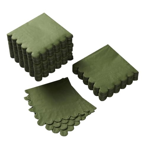 100 Pack Cocktail Napkin 2-Ply Scalloped Edged Dessert Napkins Folded 5 x 5 Inches Disposable Nap... | Amazon (US)