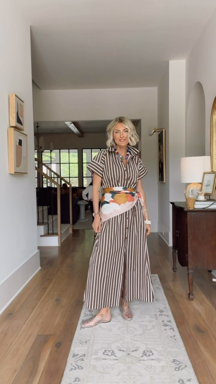 I just took this brown striped dress & adding some pattern & color to it! Can’t get over this beaded statement necklace & colorful scarf - both Amazon finds! 👏🏼 Wearing XS!

Loverly Grey, Loft, spring outfit, scarf styling, statement necklace, spring accessories 

#LTKSeasonal