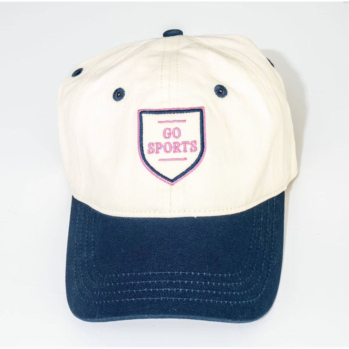 Go Sports Hat - Frasier Sterling Cream/Navy/Pink: Adjustable Cotton Baseball Cap | Target