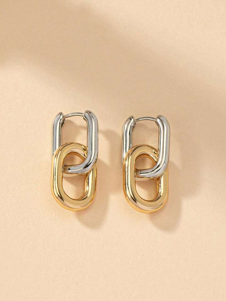 Two Tone Chain Drop Earrings | SHEIN