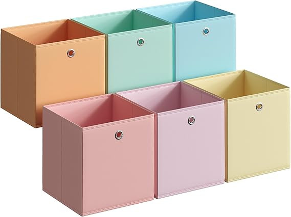 SONGMICS Storage Cubes, Set of 6 Odorless Foldable Storage Boxes, 10.2 x 10.2 x 11 Inches, Closet... | Amazon (US)
