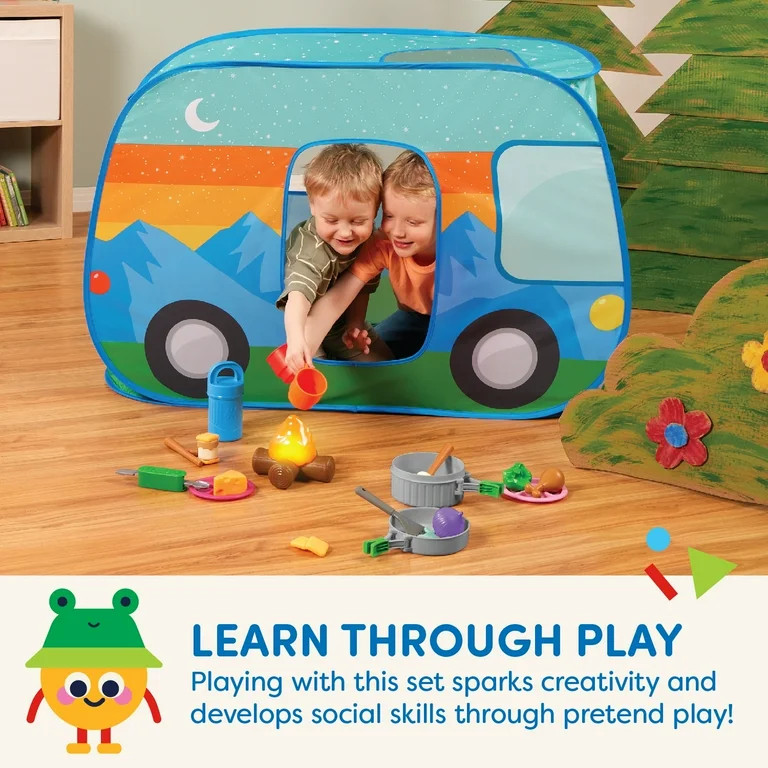 Battat Happy Camper Pop-Up Fabric Tent with 20+ Camping Accessories, Toddler and Preschool Toys | Walmart (US)