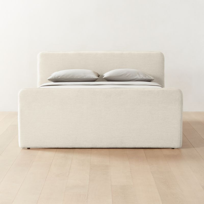 Camerano Cream Upholstered Queen Sleigh Bed + Reviews | CB2 | CB2