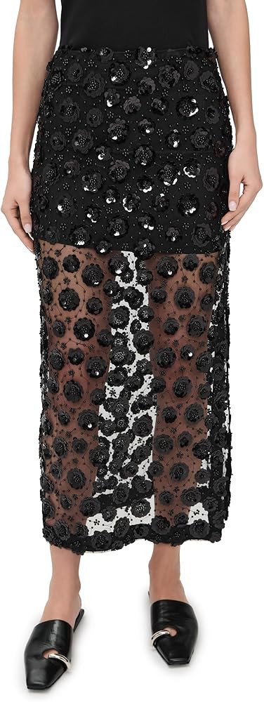 English Factory Women's Flower Sequin Sheer Midi Skirt | Amazon (US)