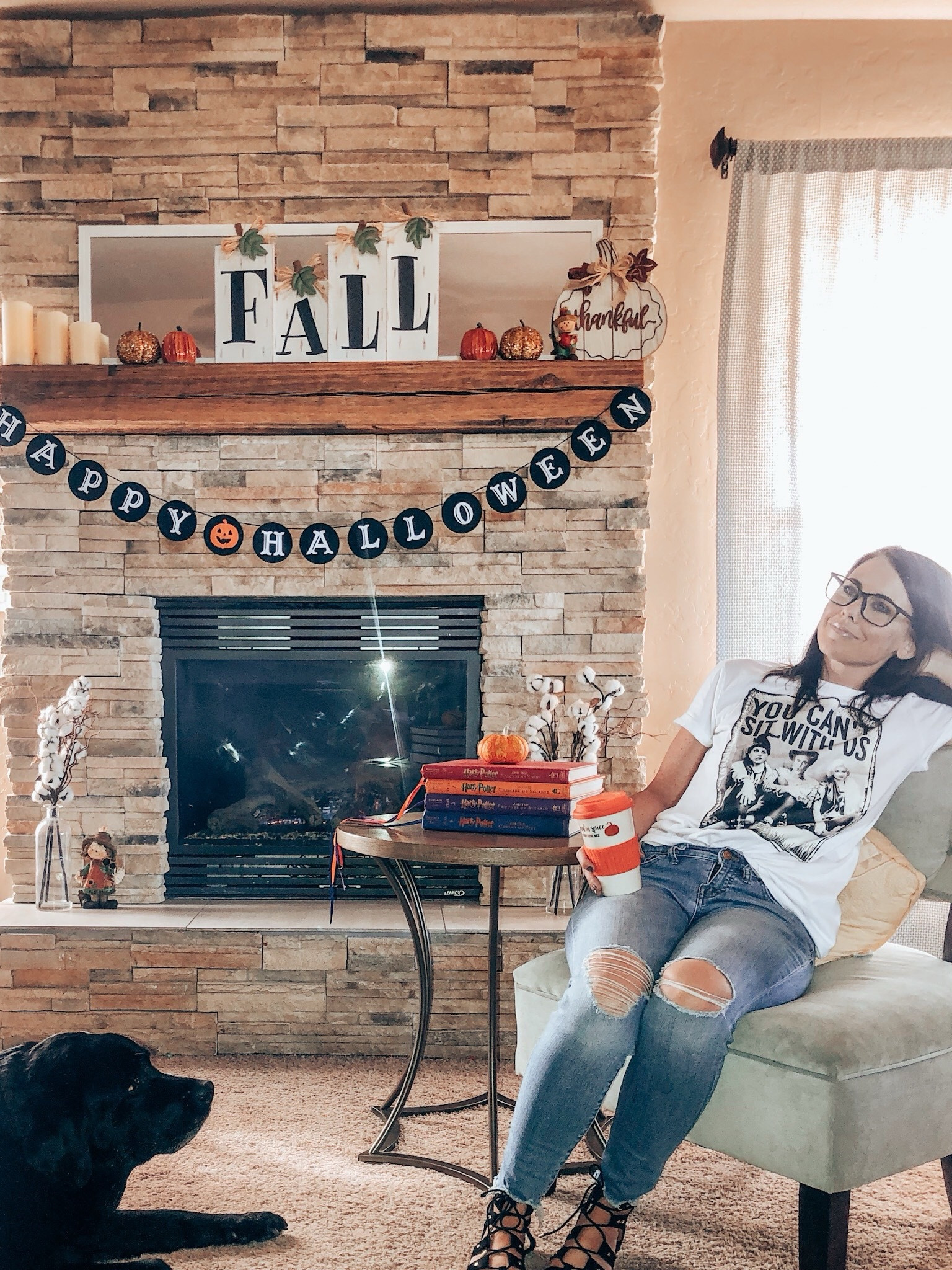 Halloween t-shirt and madewell jeans 
.
.
.
.
Halloween
Halloween style 
Hocus Pocus
Mean girls
Fall decor 
Fall outfit 
Autumn style 
Halloween decor 
Glasses 
Ripped jeans 
Mirror
Coffee cup 
Pumpkin 
Amazon style 
Amazon look 
Harry Potter books 
Book
Table 


#LTKHalloween #LTKHolidaySale #LTKSeasonal