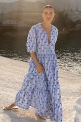 Puff Sleeve Maxi- Capri Blue | Oliphant Design
