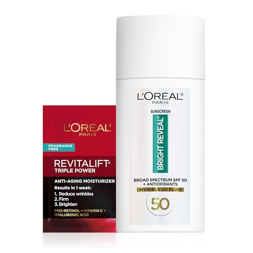 L'Oreal Paris Bright Reveal Broad Spectrum Daily SPF 50 UV Lotion, 1.7 fl oz + Moisturizer Sample | Amazon (US)