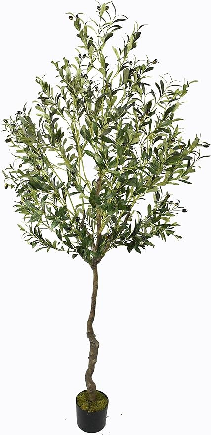 AfanD Artificial Olive Tree 7ft(82in,1789leaves) Tall,Faux Olive Tree Indoor Artificial Tree for ... | Amazon (US)