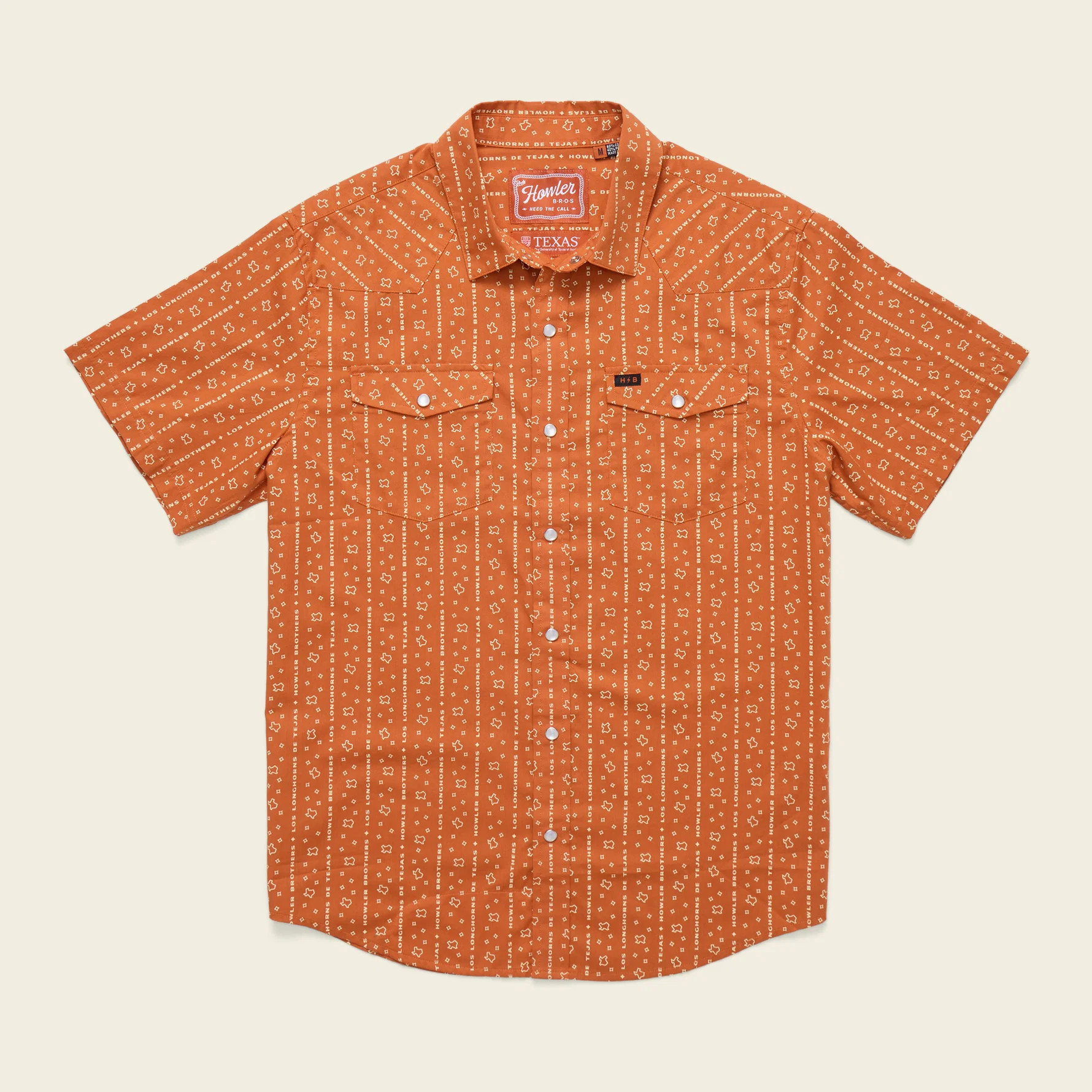 Texas Longhorns H Bar B Snapshirt - Los Longhorns Stripe : Burnt Orang | Howler Brothers