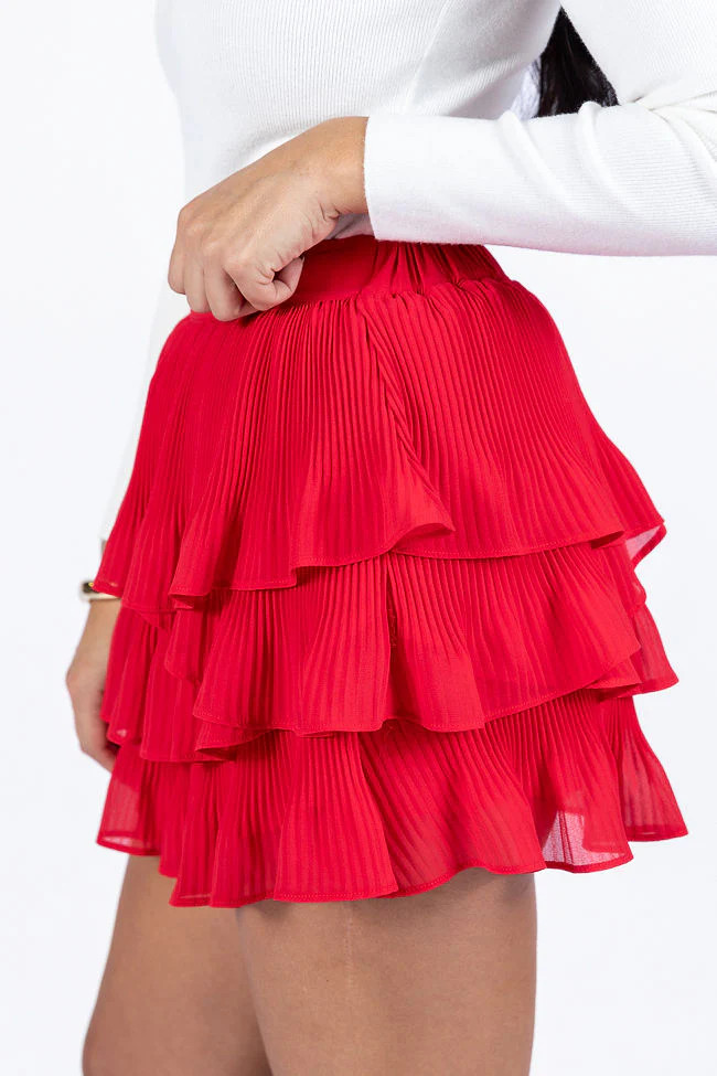 Rumors Run Red Tiered Ruffle Skort SALE | Pink Lily