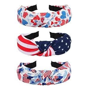 3pcs American Flag Headbands for Women Girls Independence Day 4th of July Red White Blue Patrioti... | Amazon (US)