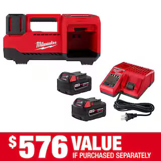 Milwaukee M18 18-Volt Lithium-Ion Cordless Inflator with Two 5.0ah and Charger 48-59-1852B-2848-2... | The Home Depot